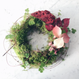 moss wreath on marble