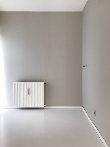 AFTER the painting job - walls 'Cornforth White' and floors 'Wevet' by Farrow and Ball